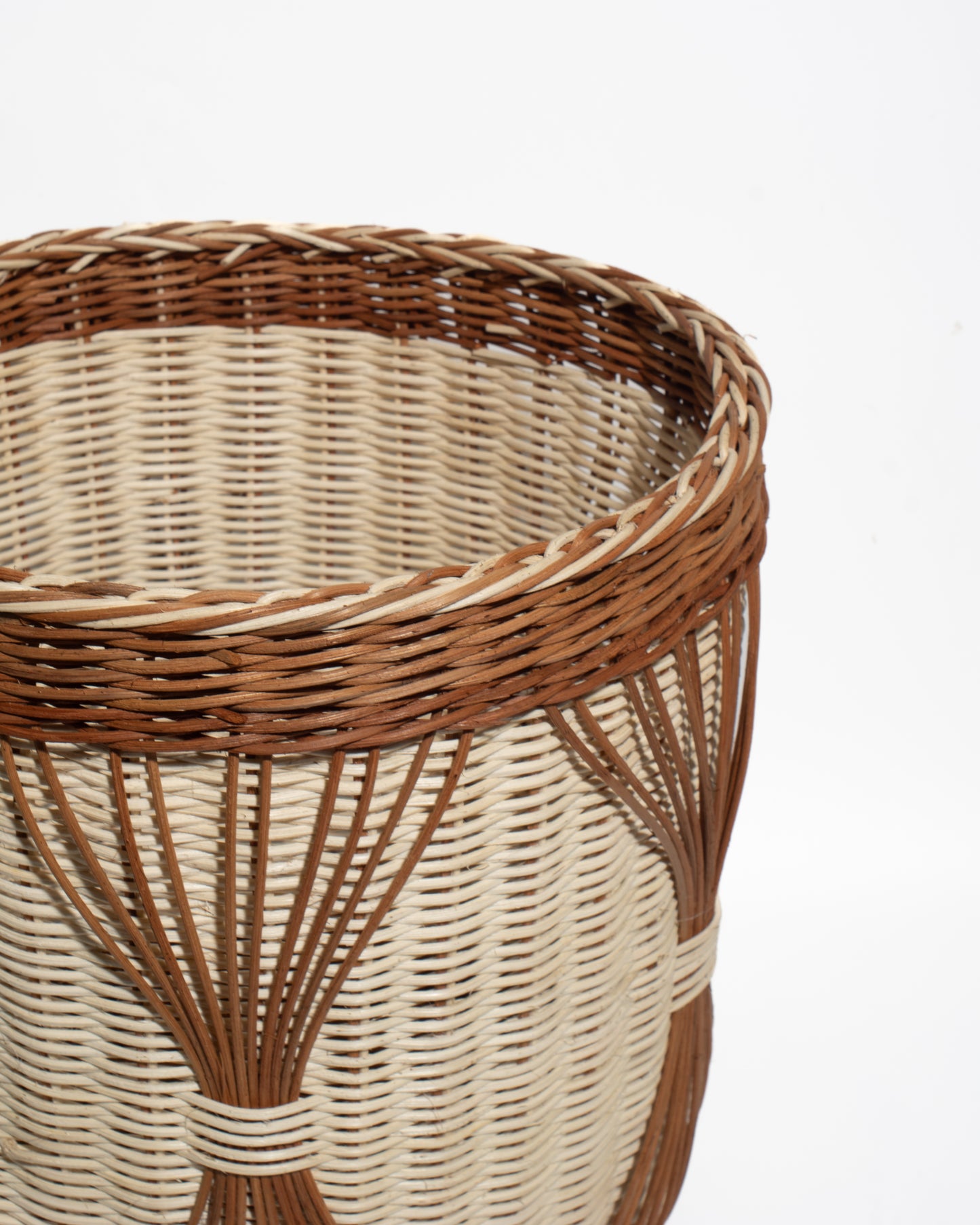 Handwoven Bamboo & Rattan Basket – Natural Decorative Storage Organizer