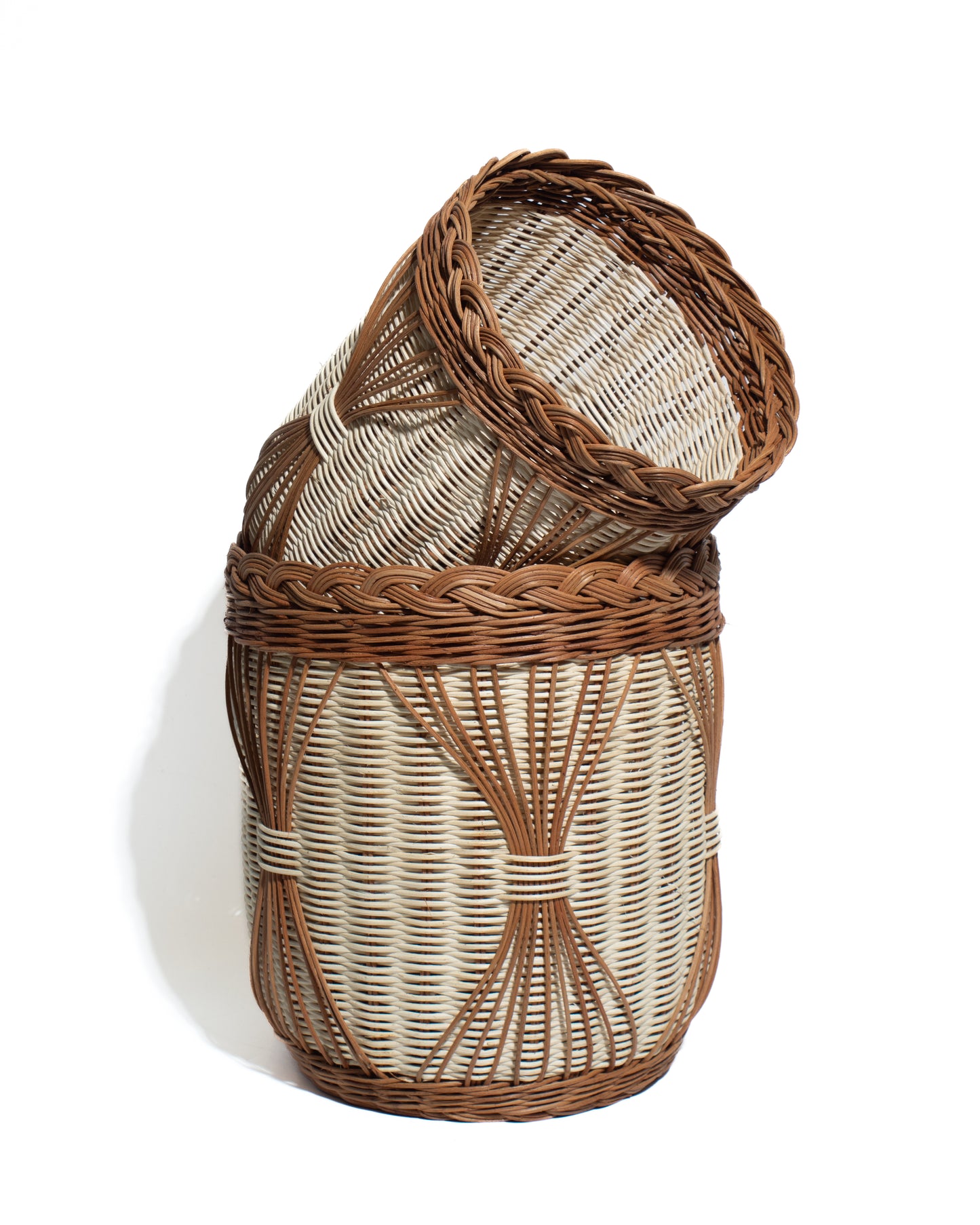 Handwoven Bamboo & Rattan Basket – Natural Decorative Storage Organizer