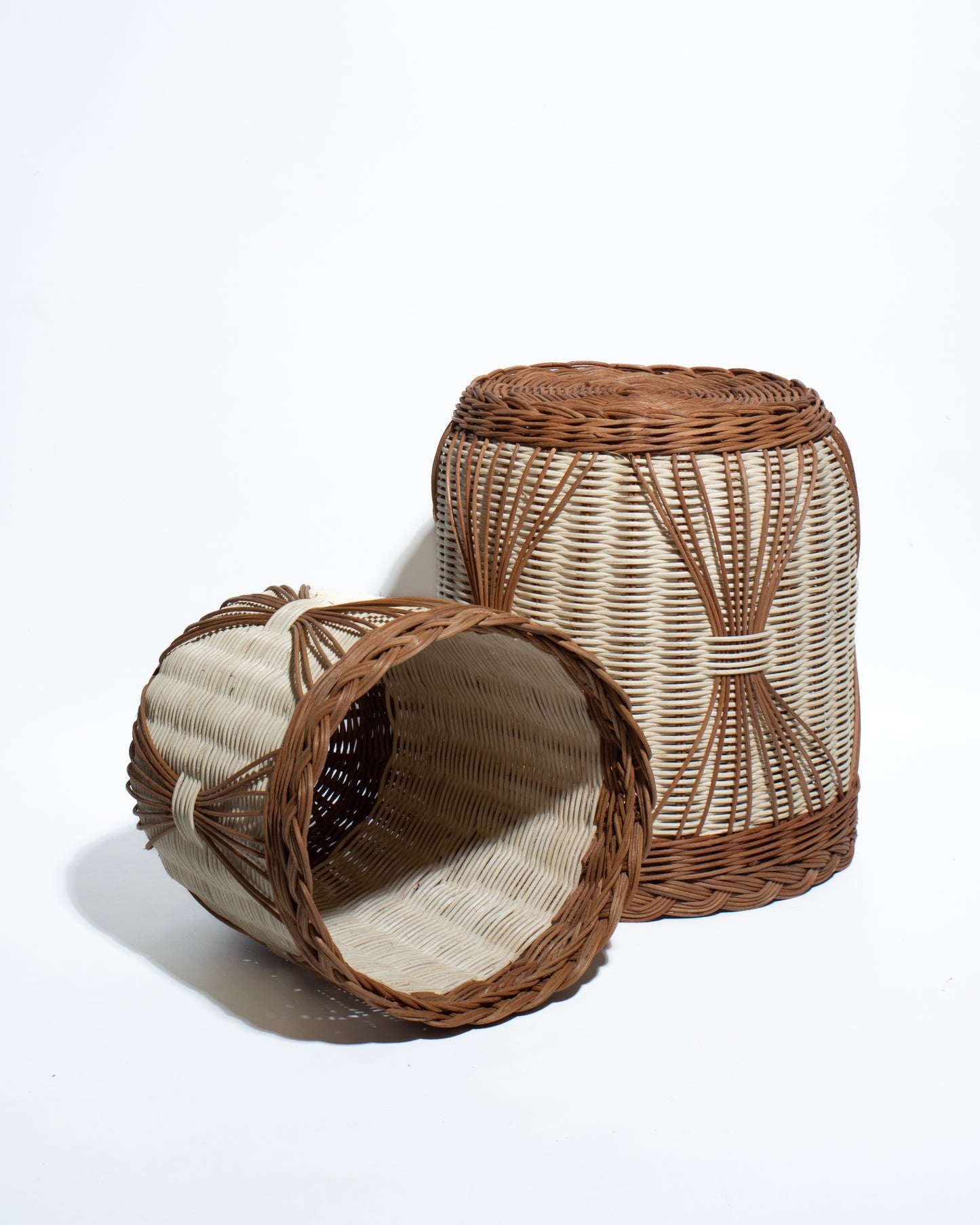 Handwoven Bamboo & Rattan Basket – Natural Decorative Storage Organizer