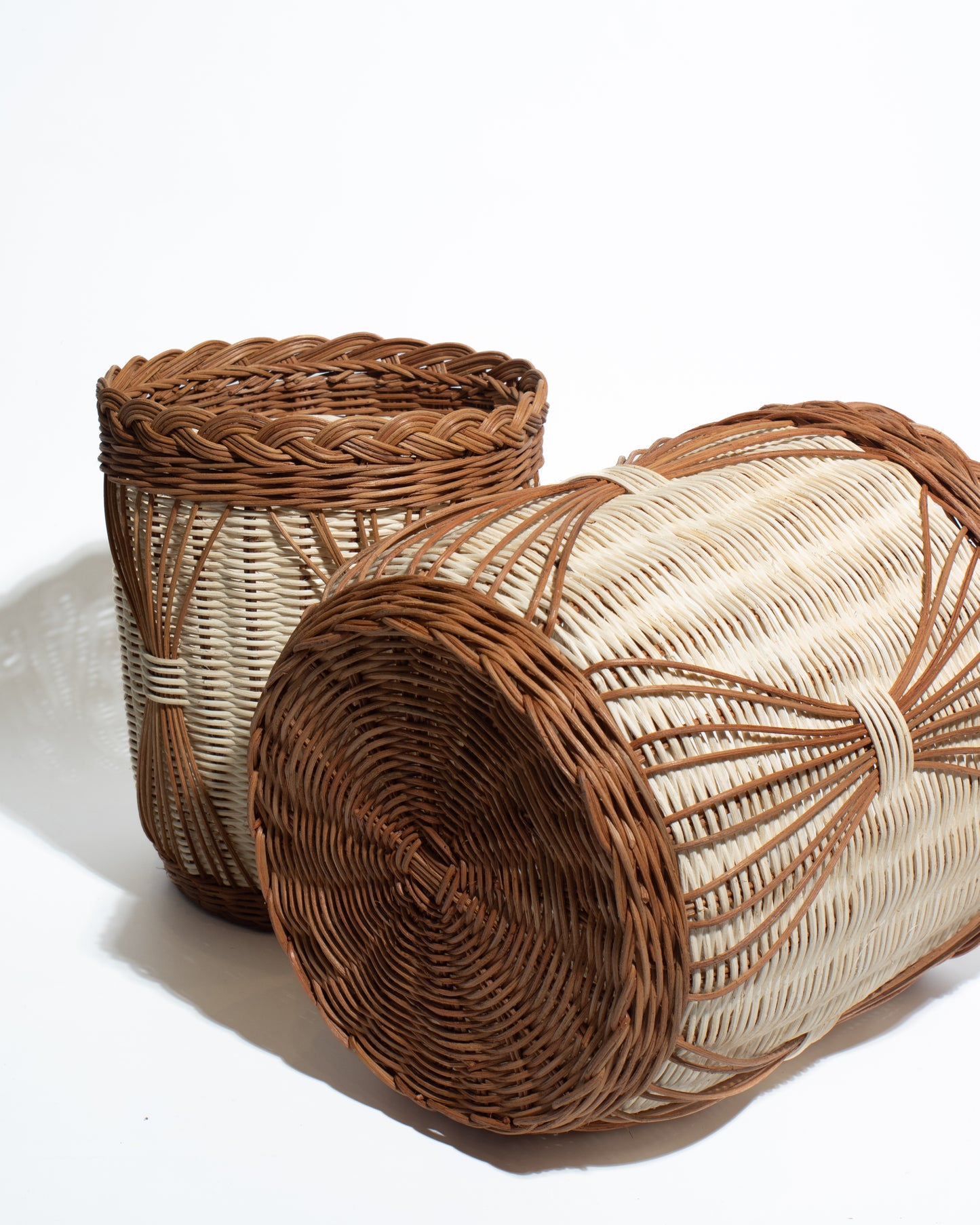 Handwoven Bamboo & Rattan Basket – Natural Decorative Storage Organizer