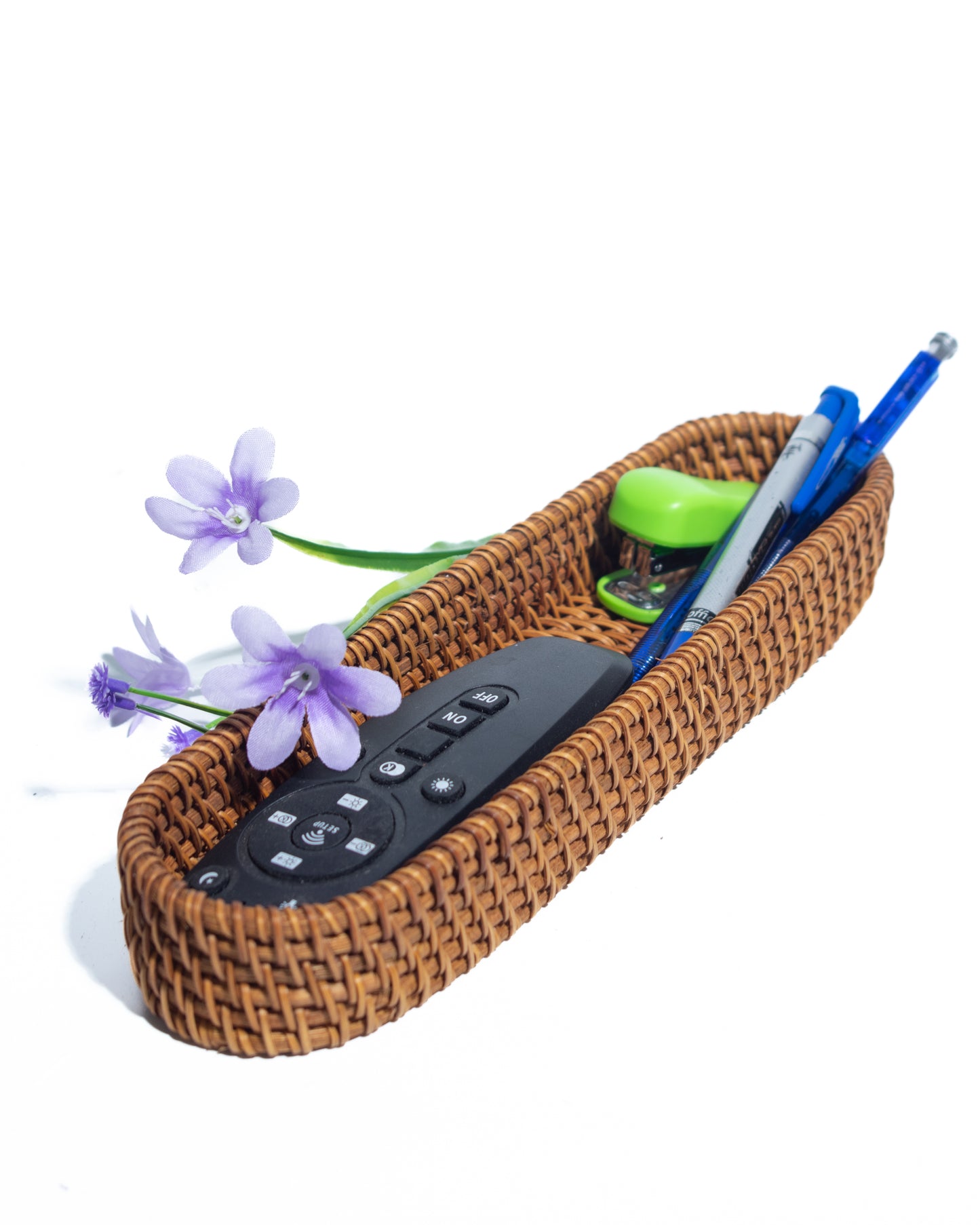 pen box, office supplies handwoven rattan small box