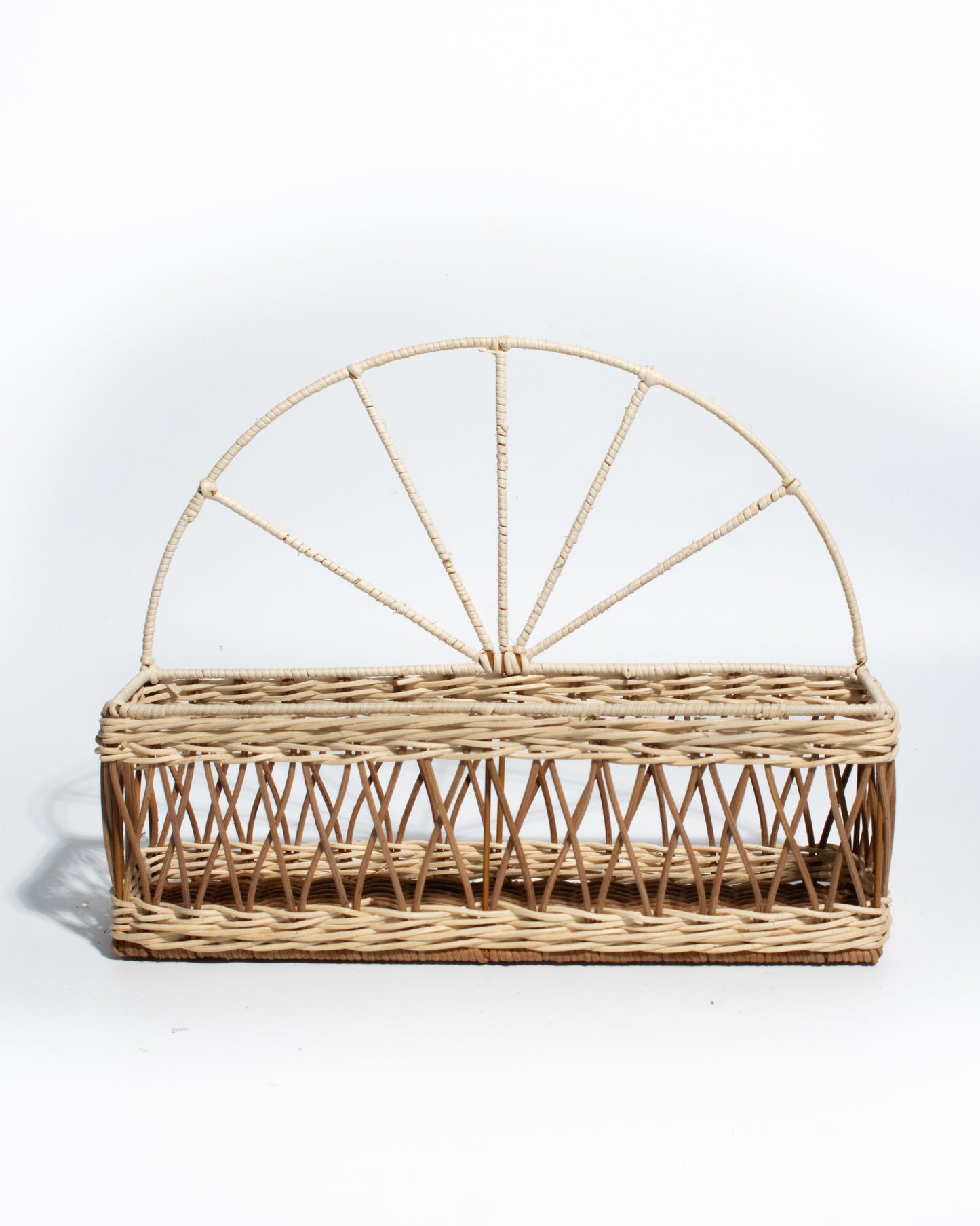 Handwoven Wall Hanging Rattan Basket – Decorative Wicker Storage Organizer with Sturdy Iron Frame – Ideal for Keys, Magazines, Small Items & Flower Display
