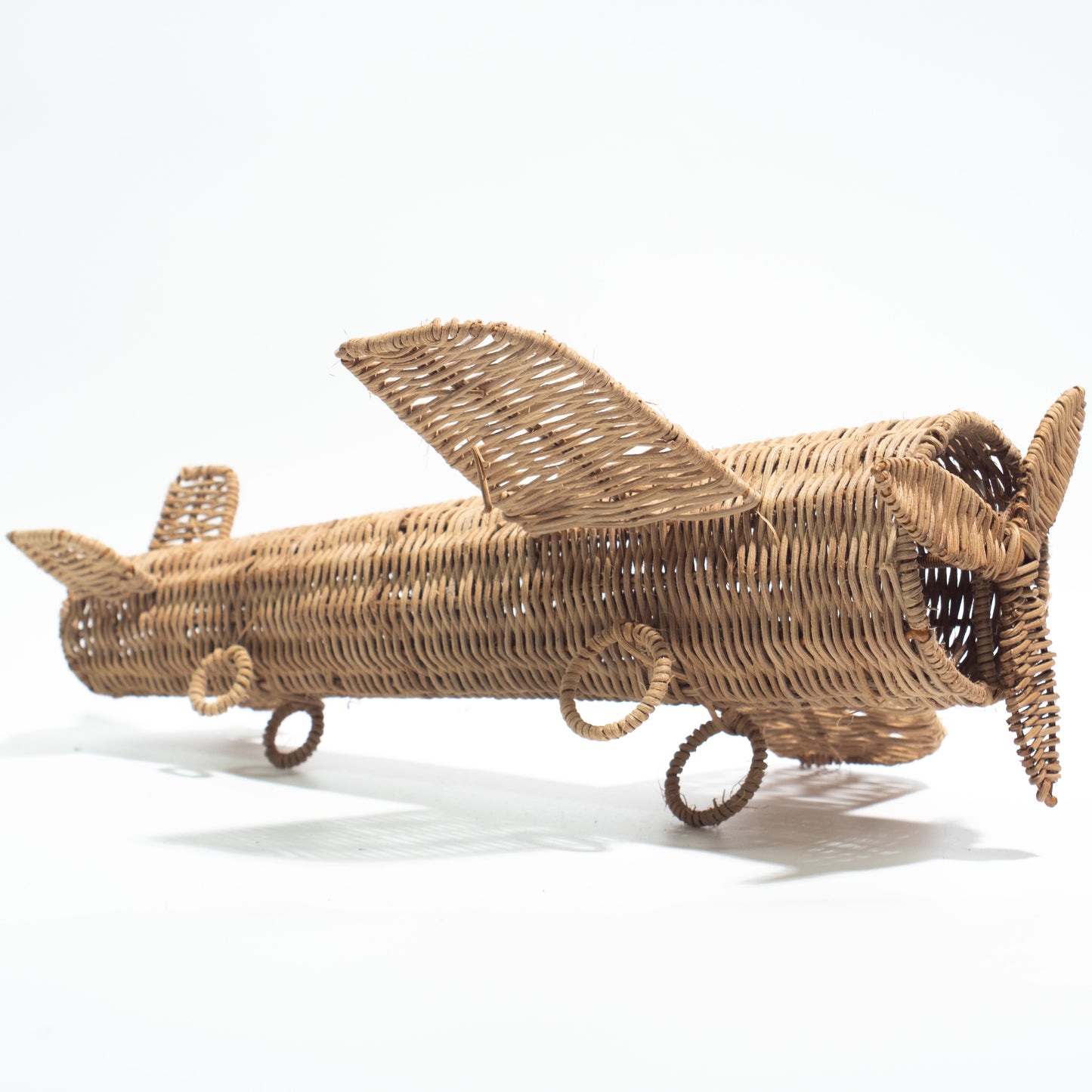 Handcrafted Bamboo & Rattan Airplane Model – Natural Home Decor
