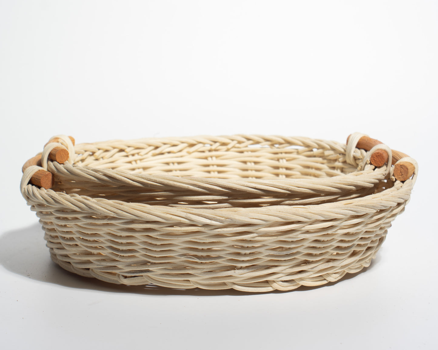 Round Handwoven Rattan Basket with Handles – Natural, Versatile & Handcrafted
