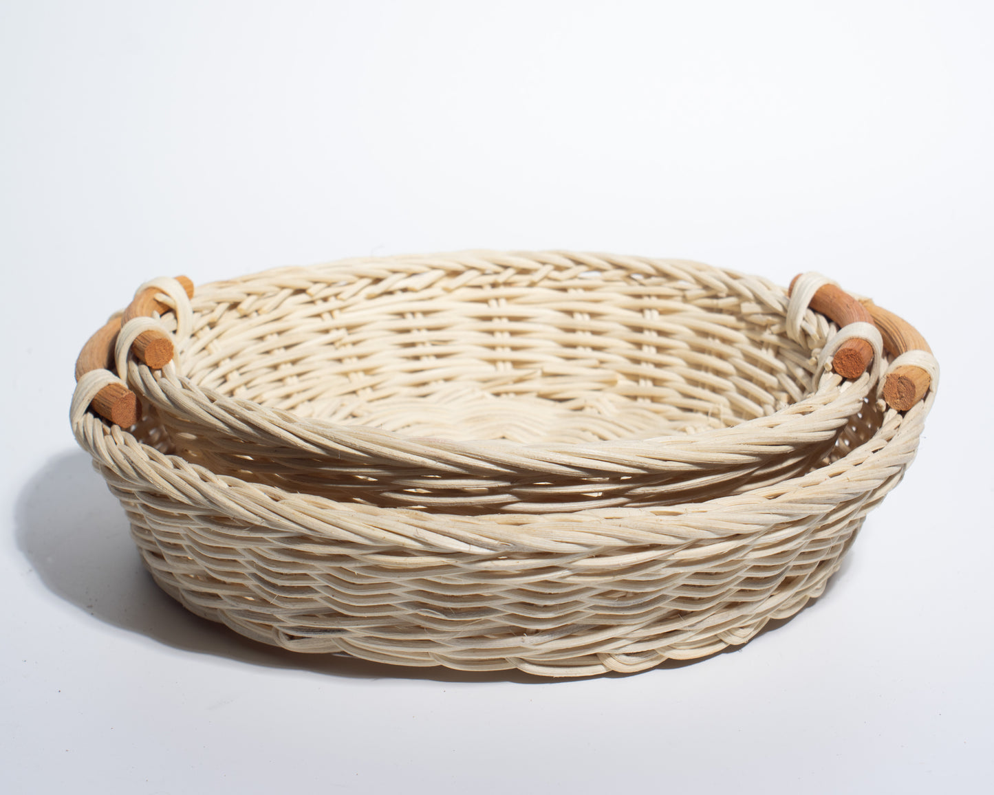 Round Handwoven Rattan Basket with Handles – Natural, Versatile & Handcrafted