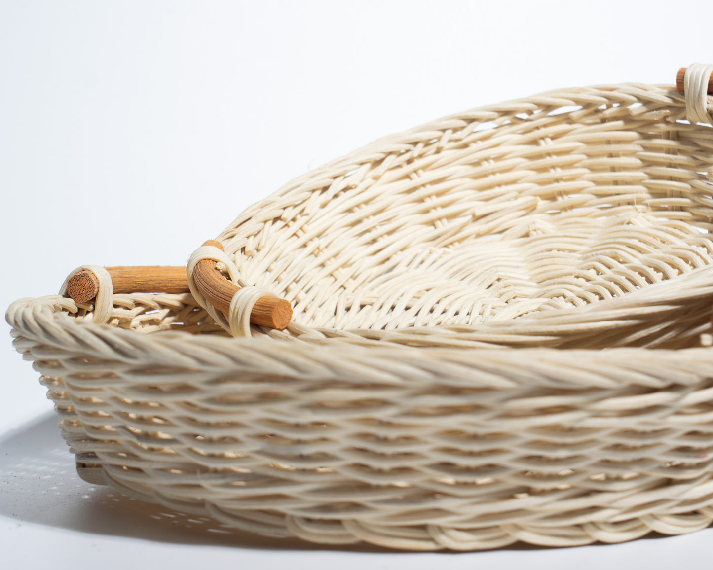 Round Handwoven Rattan Basket with Handles – Natural, Versatile & Handcrafted