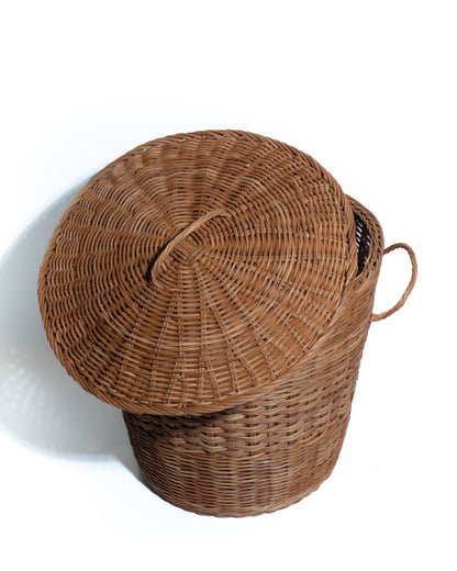 wicker laudry hamper with lid Handwoven Rattan Storage Basket with Lid – Natural Wicker Organizer with Handles