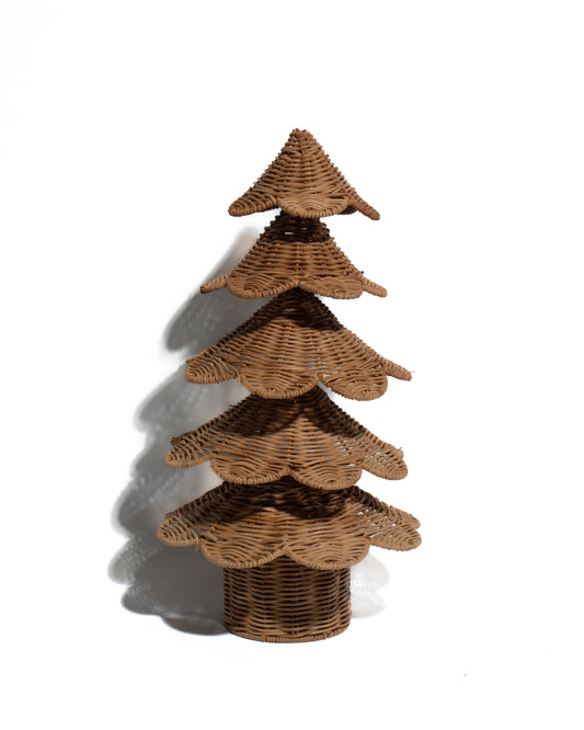 Handwoven Rattan Christmas Tree Decoration – Natural Wicker Holiday Decor