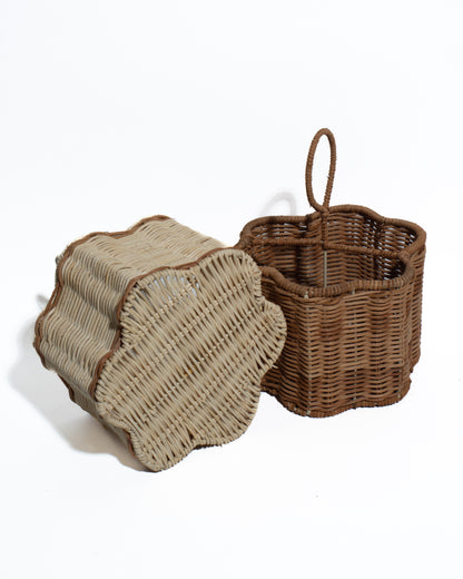 Handwoven Bamboo Tray with Iron Frame – Elegant Floral Design