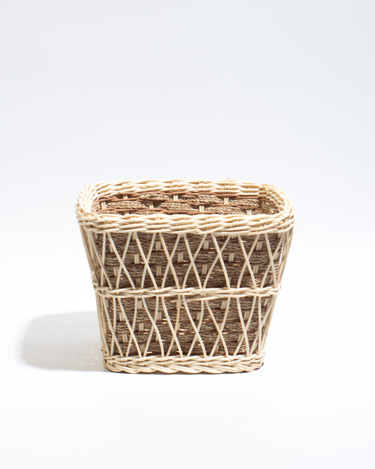 rattan basket he perfect size for flower arrangements, storing small items, toys, stationery, or accessories.