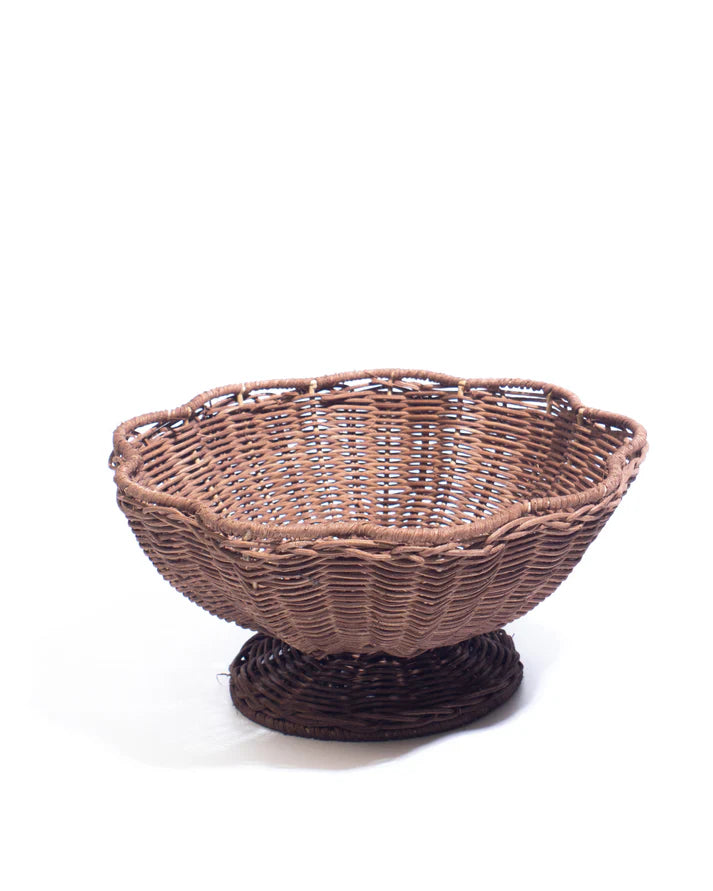 Handwoven Bamboo Tray with Iron Frame – Elegant Floral Design