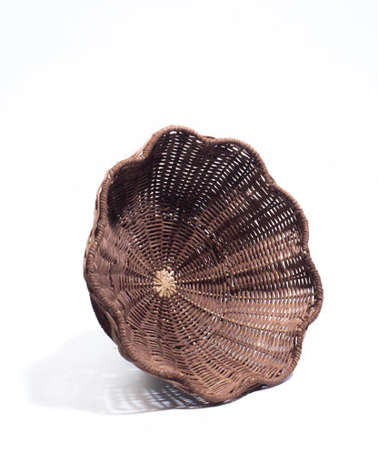 Handwoven Bamboo Tray with Iron Frame – Elegant Floral Design