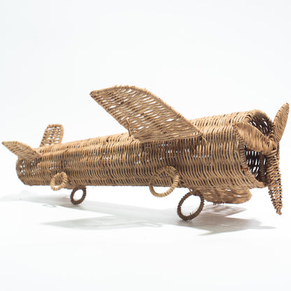 Handcrafted Bamboo & Rattan Airplane Model – Natural Home Decor