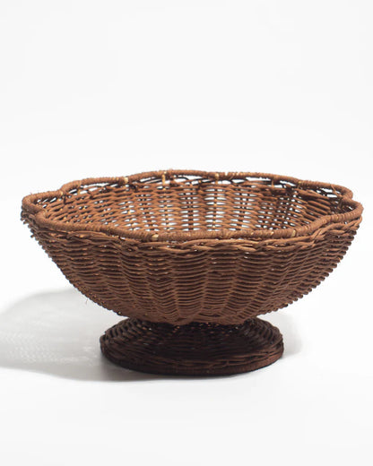 Handwoven Bamboo Tray with Iron Frame – Elegant Floral Design