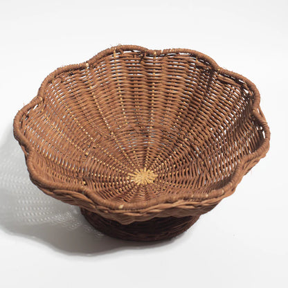 Handwoven Bamboo Tray with Iron Frame – Elegant Floral Design