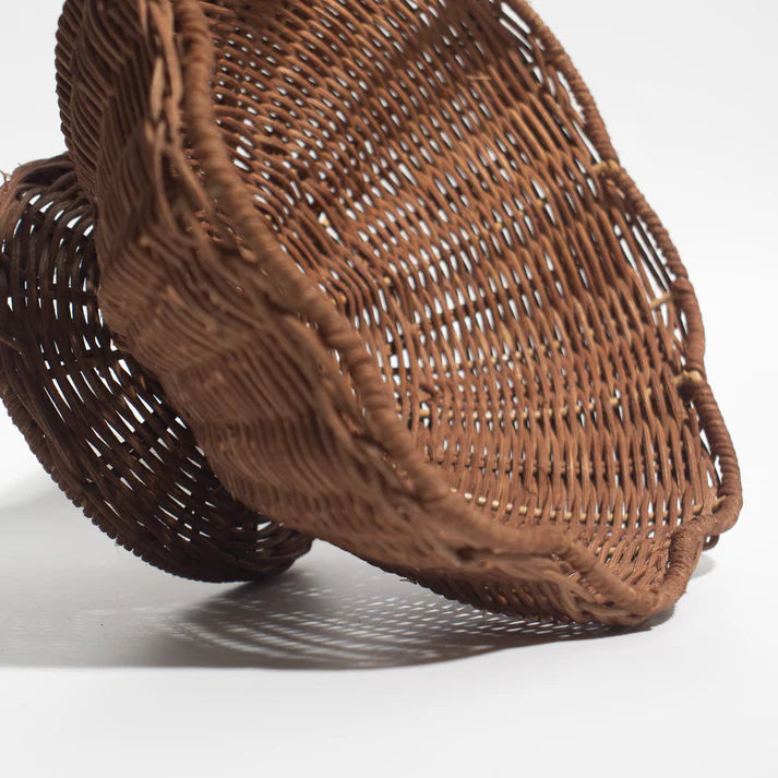 Handwoven Bamboo Tray with Iron Frame – Elegant Floral Design