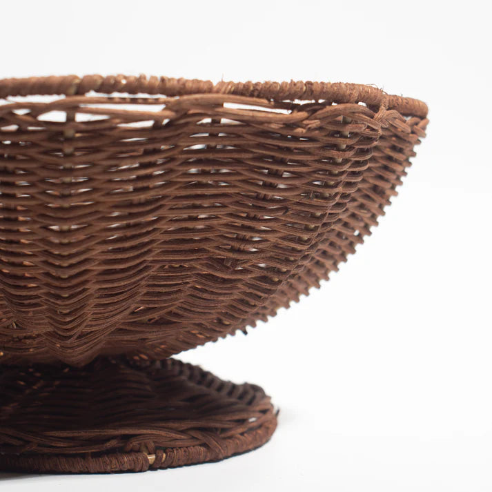 Handwoven Bamboo Tray with Iron Frame – Elegant Floral Design