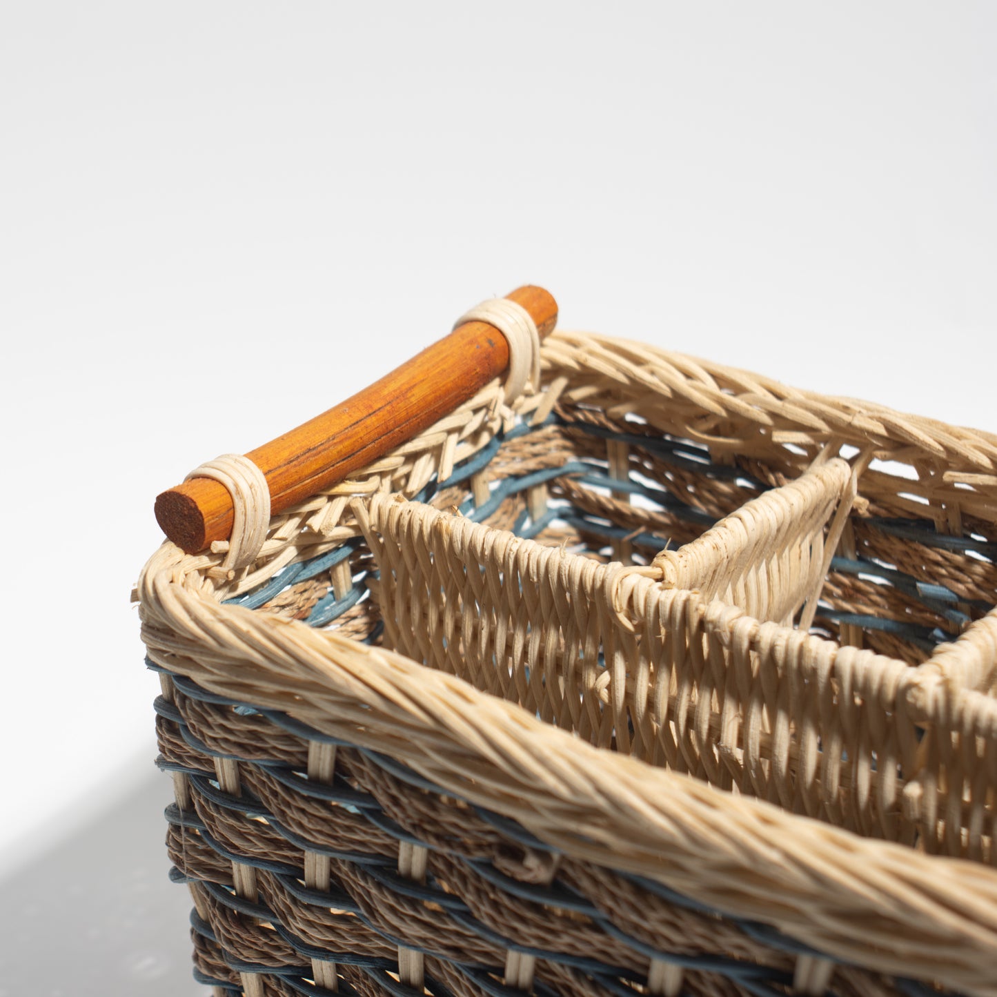 Handwoven Rectangular Rattan Basket with Handle – Natural, Kitchen or dining table organization, napkins, stationery, or other small household itemss
