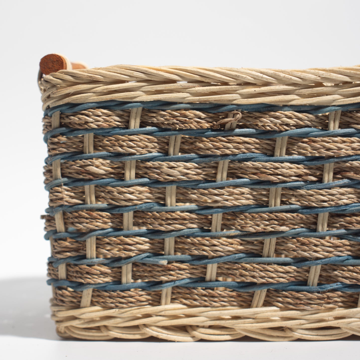 Handwoven Rectangular Rattan Basket with Handle – Natural, Kitchen or dining table organization, napkins, stationery, or other small household itemss