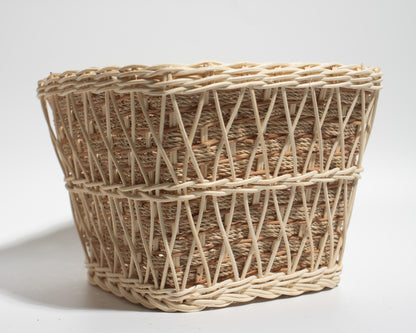 rattan basket he perfect size for flower arrangements, storing small items, toys, stationery, or accessories.