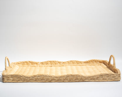 Large Handwoven Rattan Tray –Ideal for storing blankets, clothes, towels, Classic, Eco-Friendly &amp; Versatile