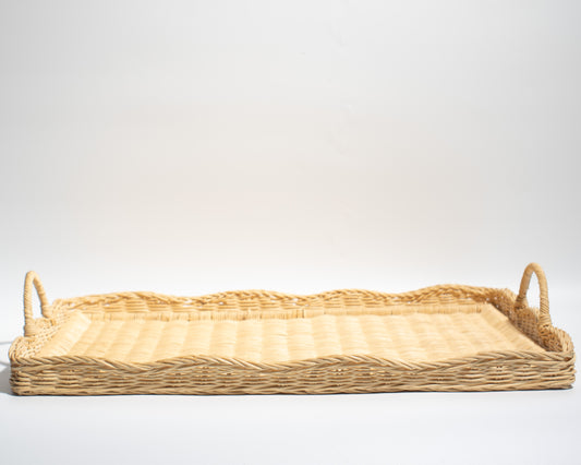 Large Handwoven Rattan Tray –Ideal for storing blankets, clothes, towels, Classic, Eco-Friendly &amp; Versatile