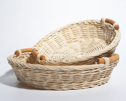 Round Handwoven Rattan Basket with Handles – Natural, Versatile &amp; Handcrafted