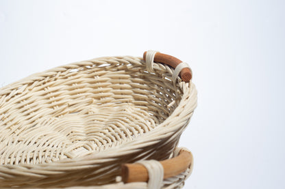 Round Handwoven Rattan Basket with Handles – Natural, Versatile &amp; Handcrafted
